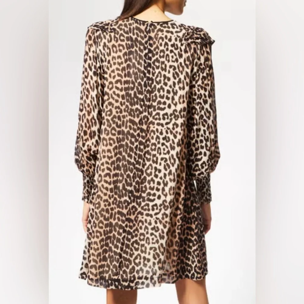 Gianni - Mullin Georgette Ruffle Mini Dress - Leopard - size 8 - EXCELLENT Cond - Picture 4 of 14